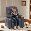 image:imageMCombo Big Kids Recliner for Ages 3 Child Reclining Chair Toddlers Recliner Sofa with Cup Holders Faux Leather Dark GreyDark Grey