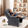 image:imageMCombo Big Kids Recliner for Ages 3 Child Reclining Chair Toddlers Recliner Sofa with Cup Holders Faux Leather Dark GreyDark Grey
