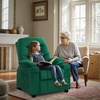 image:imageMCombo Big Kids Recliner for Ages 3 Child Reclining Chair Toddlers Recliner Sofa with Cup Holders Faux Leather Dark GreyGreen