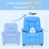 image:imageMCombo Big Kids Recliner for Ages 3 Child Reclining Chair Toddlers Recliner Sofa with Cup Holders Faux Leather Dark GreyNavy Blue