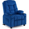 image:imageMCombo Big Kids Recliner for Ages 3 Child Reclining Chair Toddlers Recliner Sofa with Cup Holders Faux Leather Dark GreyNavy Blue