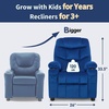 image:imageMCombo Big Kids Recliner for Ages 3 Child Reclining Chair Toddlers Recliner Sofa with Cup Holders Faux Leather Dark GreyNavy Blue