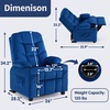 image:imageMCombo Big Kids Recliner for Ages 3 Child Reclining Chair Toddlers Recliner Sofa with Cup Holders Faux Leather Dark GreyNavy Blue