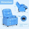 image:imageMCombo Big Kids Recliner for Ages 3 Child Reclining Chair Toddlers Recliner Sofa with Cup Holders Faux Leather Dark GreyNavy Blue