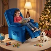 image:imageMCombo Big Kids Recliner for Ages 3 Child Reclining Chair Toddlers Recliner Sofa with Cup Holders Faux Leather Dark GreyNavy Blue