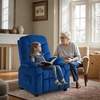 image:imageMCombo Big Kids Recliner for Ages 3 Child Reclining Chair Toddlers Recliner Sofa with Cup Holders Faux Leather Dark GreyNavy Blue