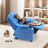 image:imageMCombo Big Kids Recliner for Ages 3 Child Reclining Chair Toddlers Recliner Sofa with Cup Holders Faux Leather Dark GreyNavy Blue