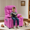 image:imageMCombo Big Kids Recliner for Ages 3 Child Reclining Chair Toddlers Recliner Sofa with Cup Holders Faux Leather Dark GreyPink