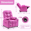 image:imageMCombo Big Kids Recliner for Ages 3 Child Reclining Chair Toddlers Recliner Sofa with Cup Holders Faux Leather Dark GreyPink