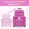 image:imageMCombo Big Kids Recliner for Ages 3 Child Reclining Chair Toddlers Recliner Sofa with Cup Holders Faux Leather Dark GreyPink