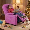 image:imageMCombo Big Kids Recliner for Ages 3 Child Reclining Chair Toddlers Recliner Sofa with Cup Holders Faux Leather Dark GreyPink