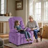 image:imageMCombo Big Kids Recliner for Ages 3 Child Reclining Chair Toddlers Recliner Sofa with Cup Holders Faux Leather Dark GreyViolet
