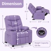 image:imageMCombo Big Kids Recliner for Ages 3 Child Reclining Chair Toddlers Recliner Sofa with Cup Holders Faux Leather Dark GreyViolet