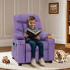 image:imageMCombo Big Kids Recliner for Ages 3 Child Reclining Chair Toddlers Recliner Sofa with Cup Holders Faux Leather Dark GreyViolet