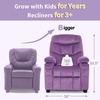 image:imageMCombo Big Kids Recliner for Ages 3 Child Reclining Chair Toddlers Recliner Sofa with Cup Holders Faux Leather Dark GreyViolet