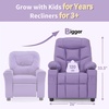 image:imageMCombo Big Kids Recliner for Ages 3 Child Reclining Chair Toddlers Recliner Sofa with Cup Holders Faux Leather Dark GreyViolet