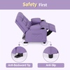 image:imageMCombo Big Kids Recliner for Ages 3 Child Reclining Chair Toddlers Recliner Sofa with Cup Holders Faux Leather Dark GreyViolet