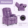 image:imageMCombo Big Kids Recliner for Ages 3 Child Reclining Chair Toddlers Recliner Sofa with Cup Holders Faux Leather Dark GreyViolet