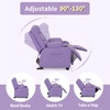 image:imageMCombo Big Kids Recliner for Ages 3 Child Reclining Chair Toddlers Recliner Sofa with Cup Holders Faux Leather Dark GreyViolet