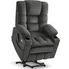 image:imageMCombo Big Man Power Lay Flat Lift Chair Triple Motor Power Lift Recliner with Massage amp Dual Heating Adjustable Headrest Fabric R7524 Navy Blue MediumWideGrey