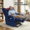 image:imageMCombo Big Man Power Lay Flat Lift Chair Triple Motor Power Lift Recliner with Massage amp Dual Heating Adjustable Headrest Fabric R7524 Navy Blue MediumWideNavy Blue
