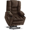 image:imageMCombo Big Man Power Lay Flat Lift Chair Triple Motor Power Lift Recliner with Massage amp Dual Heating Adjustable Headrest Fabric R7524 Navy Blue MediumWideCoffee