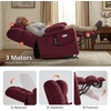image:imageMCombo Big Man Power Lay Flat Lift Chair Triple Motor Power Lift Recliner with Massage amp Dual Heating Adjustable Headrest Fabric R7524 Navy Blue MediumWideBurgundy