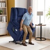 image:imageMCombo Big Man Power Lay Flat Lift Chair Triple Motor Power Lift Recliner with Massage amp Dual Heating Adjustable Headrest Fabric R7524 Navy Blue MediumWideNavy Blue