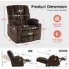 image:imageMCombo Big Man Power Lay Flat Lift Chair Triple Motor Power Lift Recliner with Massage amp Dual Heating Adjustable Headrest Fabric R7524 Navy Blue MediumWideCoffee