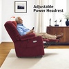 image:imageMCombo Big Man Power Lay Flat Lift Chair Triple Motor Power Lift Recliner with Massage amp Dual Heating Adjustable Headrest Fabric R7524 Navy Blue MediumWideBurgundy