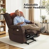 image:imageMCombo Big Man Power Lay Flat Lift Chair Triple Motor Power Lift Recliner with Massage amp Dual Heating Adjustable Headrest Fabric R7524 Navy Blue MediumWideCoffee