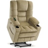 image:imageMCombo Big Man Power Lay Flat Lift Chair Triple Motor Power Lift Recliner with Massage amp Dual Heating Adjustable Headrest Fabric R7524 Navy Blue MediumWideBeige
