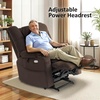 image:imageMCombo Big Man Power Lay Flat Lift Chair Triple Motor Power Lift Recliner with Massage amp Dual Heating Adjustable Headrest Fabric R7524 Navy Blue MediumWideCoffee