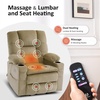 image:imageMCombo Big Man Power Lay Flat Lift Chair Triple Motor Power Lift Recliner with Massage amp Dual Heating Adjustable Headrest Fabric R7524 Navy Blue MediumWideBeige