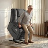 image:imageMCombo Big Man Power Lay Flat Lift Chair Triple Motor Power Lift Recliner with Massage amp Dual Heating Adjustable Headrest Fabric R7524 Navy Blue MediumWideGrey