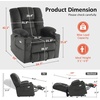 image:imageMCombo Big Man Power Lay Flat Lift Chair Triple Motor Power Lift Recliner with Massage amp Dual Heating Adjustable Headrest Fabric R7524 Navy Blue MediumWideGrey