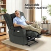 image:imageMCombo Big Man Power Lay Flat Lift Chair Triple Motor Power Lift Recliner with Massage amp Dual Heating Adjustable Headrest Fabric R7524 Navy Blue MediumWideGrey