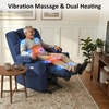 image:imageMCombo Big Man Power Lay Flat Lift Chair Triple Motor Power Lift Recliner with Massage amp Dual Heating Adjustable Headrest Fabric R7524 Navy Blue MediumWideNavy Blue