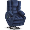 image:imageMCombo Big Man Power Lay Flat Lift Chair Triple Motor Power Lift Recliner with Massage amp Dual Heating Adjustable Headrest Fabric R7524 Navy Blue MediumWideNavy Blue