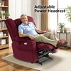 image:imageMCombo Big Man Power Lay Flat Lift Chair Triple Motor Power Lift Recliner with Massage amp Dual Heating Adjustable Headrest Fabric R7524 Navy Blue MediumWideBurgundy