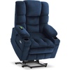 image:imageMCombo Big Man Power Lay Flat Lift Chair Triple Motor Power Lift Recliner with Massage amp Dual Heating Adjustable Headrest Fabric R7524 Navy Blue MediumWideNavy Blue