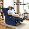 image:imageMCombo Big Man Power Lay Flat Lift Chair Triple Motor Power Lift Recliner with Massage amp Dual Heating Adjustable Headrest Fabric R7524 Navy Blue MediumWideNavy Blue