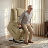 image:imageMCombo Big Man Power Lay Flat Lift Chair Triple Motor Power Lift Recliner with Massage amp Dual Heating Adjustable Headrest Fabric R7524 Navy Blue MediumWideBeige