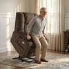 image:imageMCombo Big Man Power Lay Flat Lift Chair Triple Motor Power Lift Recliner with Massage amp Dual Heating Adjustable Headrest Fabric R7524 Navy Blue MediumWideCoffee