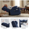 image:imageMCombo Big Man Power Lay Flat Lift Chair Triple Motor Power Lift Recliner with Massage amp Dual Heating Adjustable Headrest Fabric R7524 Navy Blue MediumWideNavy Blue