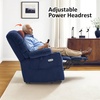 image:imageMCombo Big Man Power Lay Flat Lift Chair Triple Motor Power Lift Recliner with Massage amp Dual Heating Adjustable Headrest Fabric R7524 Navy Blue MediumWideNavy Blue