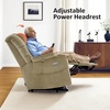 image:imageMCombo Big Man Power Lay Flat Lift Chair Triple Motor Power Lift Recliner with Massage amp Dual Heating Adjustable Headrest Fabric R7524 Navy Blue MediumWideBeige