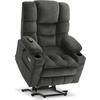 image:imageMCombo Big Man Power Lay Flat Lift Chair Triple Motor Power Lift Recliner with Massage amp Dual Heating Adjustable Headrest Fabric R7524 Navy Blue MediumWideGrey