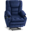 image:imageMCombo Big Man Power Lay Flat Lift Chair Triple Motor Power Lift Recliner with Massage amp Dual Heating Adjustable Headrest Fabric R7524 Navy Blue MediumWideNavy Blue
