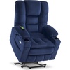 image:imageMCombo Big Man Power Lay Flat Lift Chair Triple Motor Power Lift Recliner with Massage amp Dual Heating Adjustable Headrest Fabric R7524 Navy Blue MediumWideNavy Blue